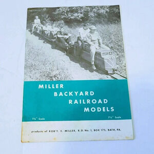 Miller Backyard Railroad Models Brochure 1 1/2" Scale 7 1/2" ScaleVintage 1950's